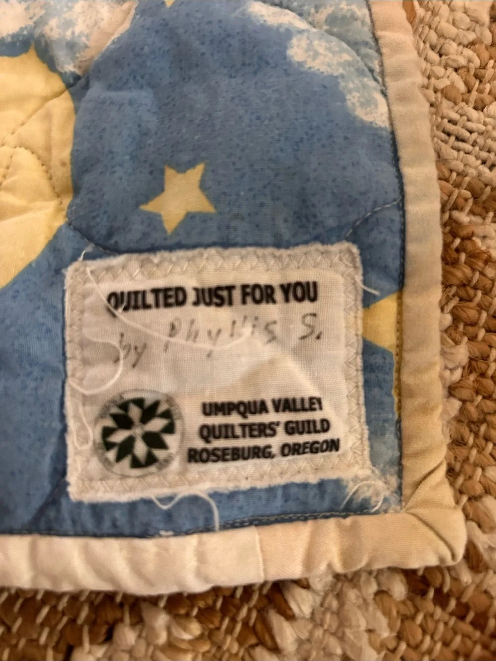 Floral Patchwork Star Quilt - Green & Peach